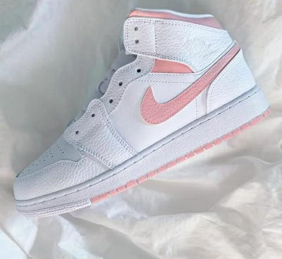 Custom Air Jordan 1 Mid Swoosh Baby Pink