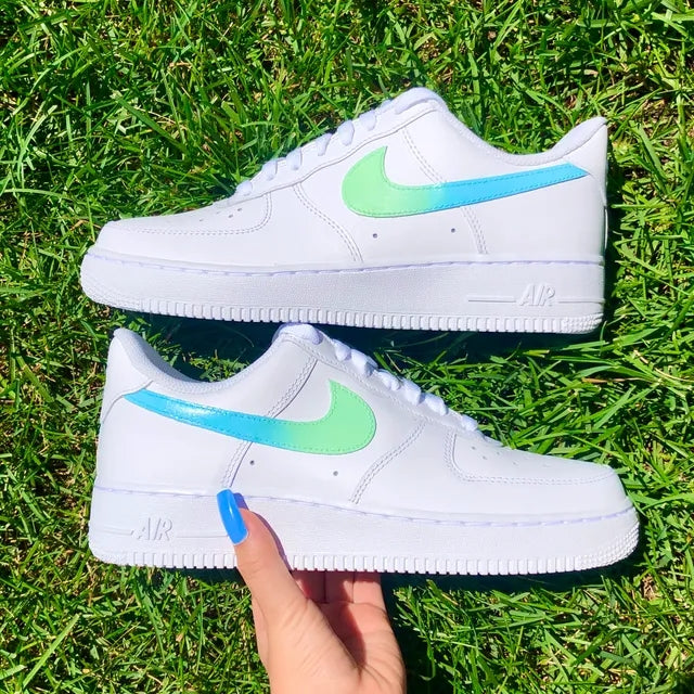 Custom Air Force 1 Green Blue Ombre 🧚🏻