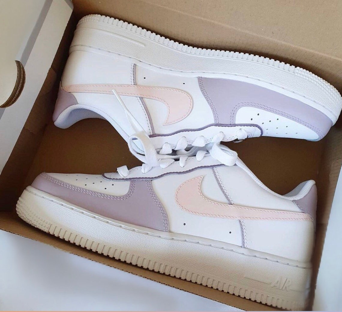 Custom Air Force Ones Pastel Lilac and Pink