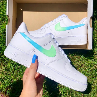 Custom Air Force 1 Green Blue Ombre 🧚🏻