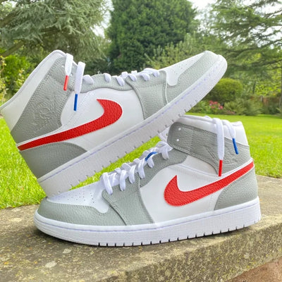 Custom Air Jordan 1 Grey Blue Red