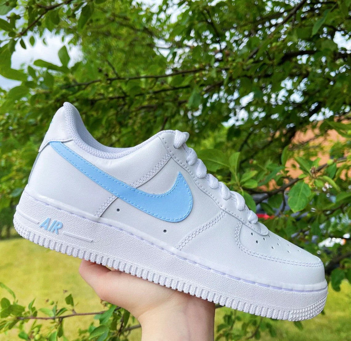 Nike Custom Air Force 1 Low Sneakers Baby Blue Light Blue