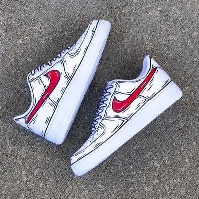 Custom Air Force 1 Cartoon Red Swoosh