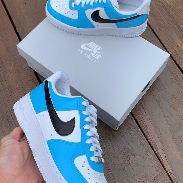 Nike Air Force 1 Baby Blue/Black Custom