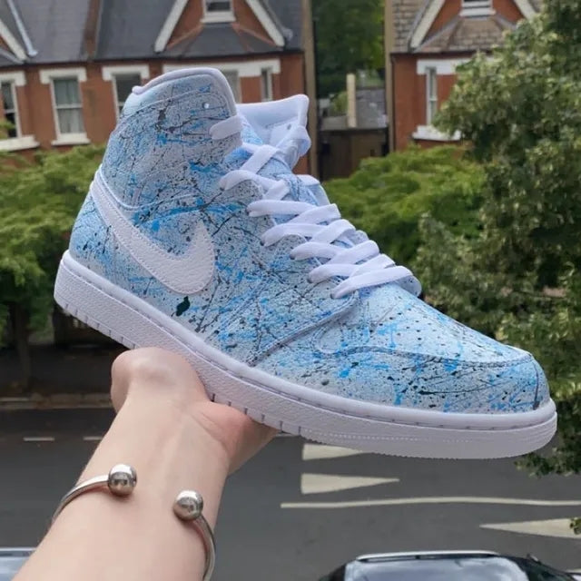 Custom Air Jordan 1 Blue Splatter