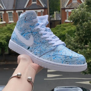 Custom Air Jordan 1 Blue Splatter