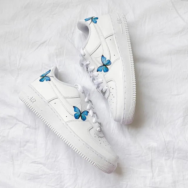 Custom Air Force 1 Blue Butterfly Sneakers 🦋