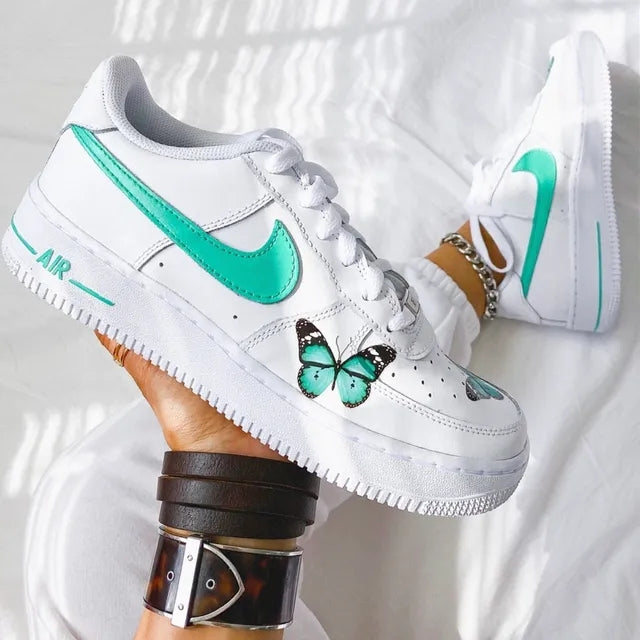 Custom Air Force 1 Butterfly Mint Swoosh