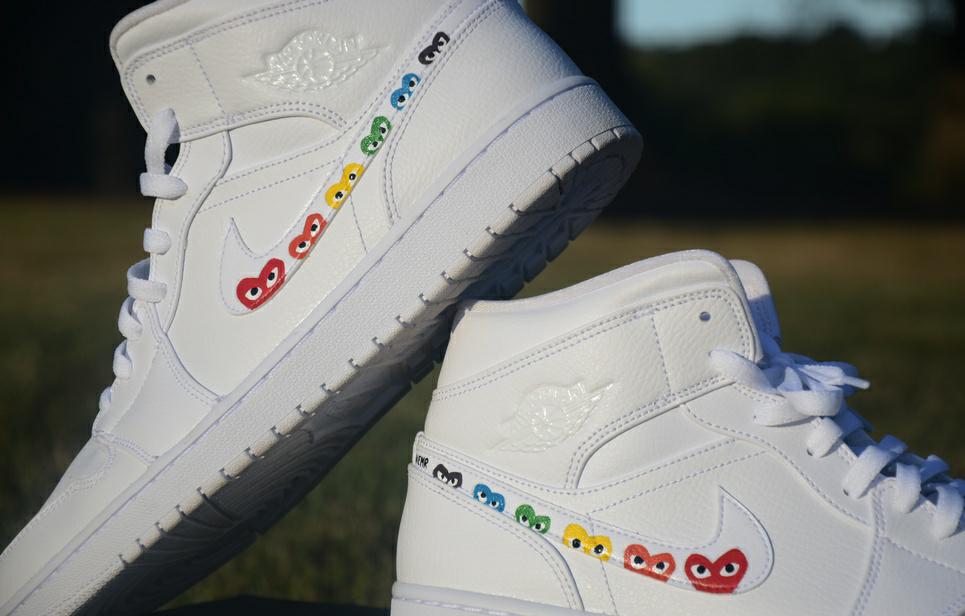 Custom Air Jordan 1 Comme Des Garcons Heart Attack ❤️🧡💛