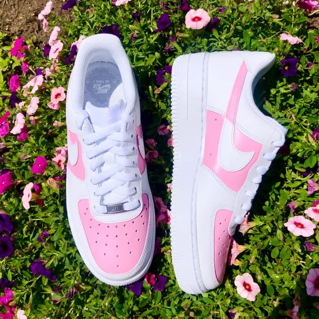 Custom Air Force 1 Pastel Pink Checkered Swoosh 💞🏁