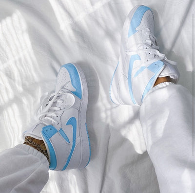 Custom Air Jordan 1 Baby Blue Painted Sneakers