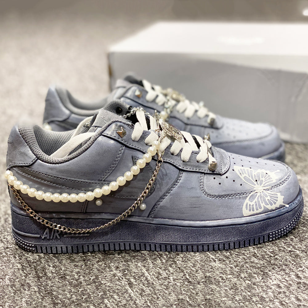 PEARL BUTTERFLY GRAY TIE DYE AIR FORCE 1 CUSTOM