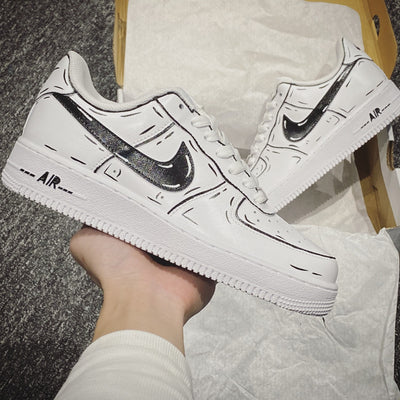 BLACK OUTLINE CUSTOM AIR FORCE 1