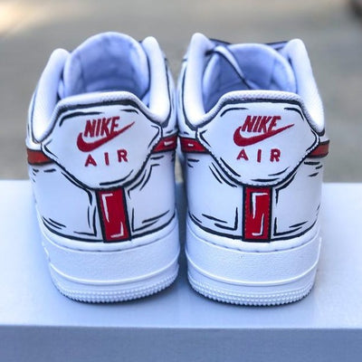 Custom Air Force 1 Cartoon Red Swoosh