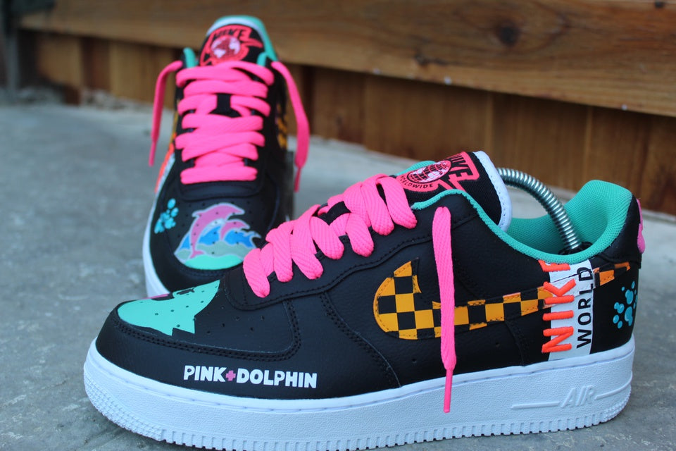 Custom Air Force 1 Pink Dolphin Wide 🌎