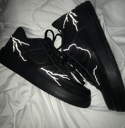 Custom Air Force 1 Reflective Lightning Black