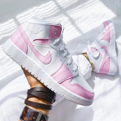 Custom Air Jordan 1 Pink Painted Sneakers