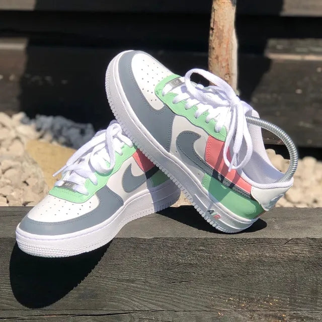 Custom Air Force 1 Pastel Grey Pink Green