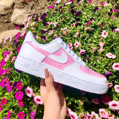 Custom Air Force 1 Pastel Pink Checkered Swoosh 💞🏁