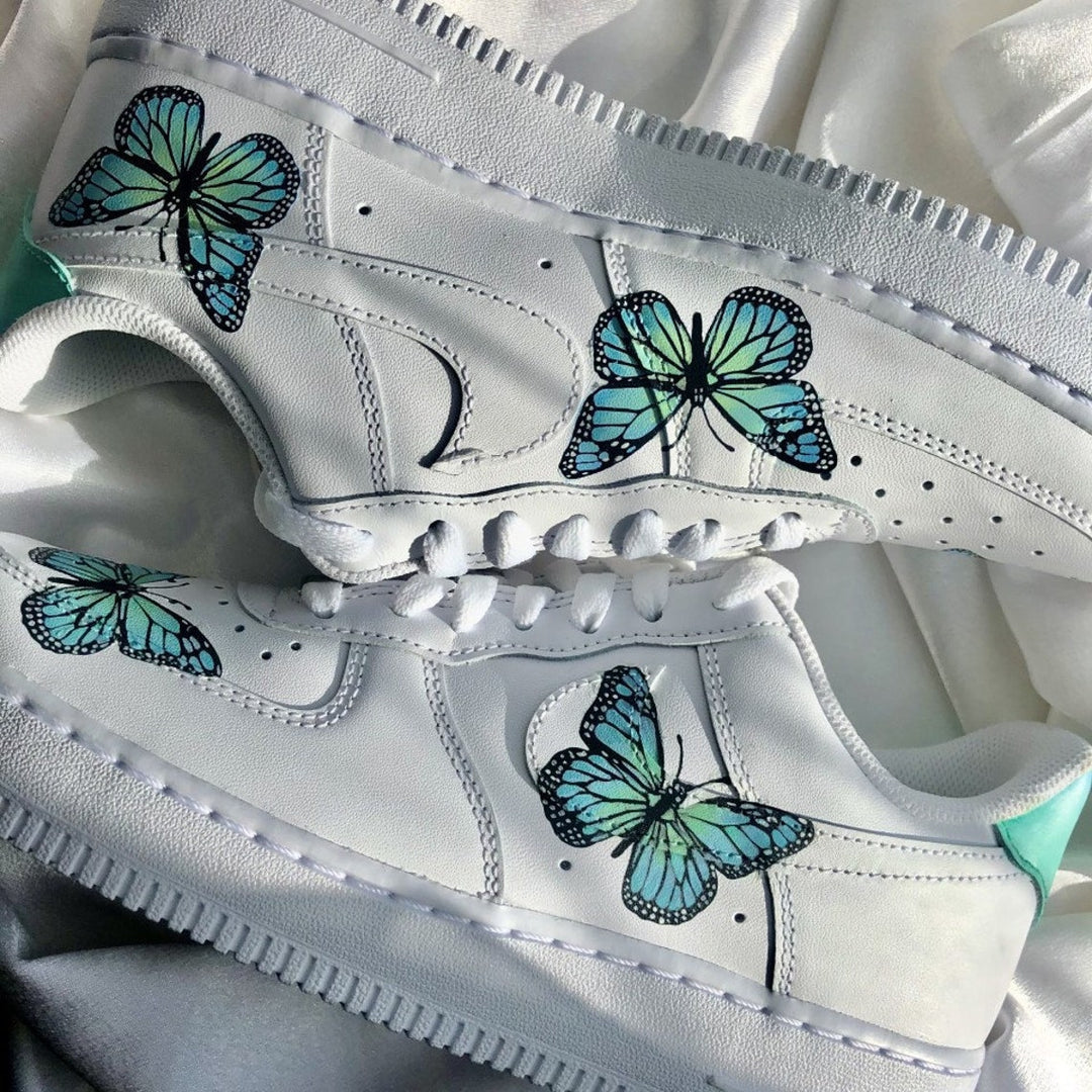 Teal Blue Butterfly Custom Air Force 1