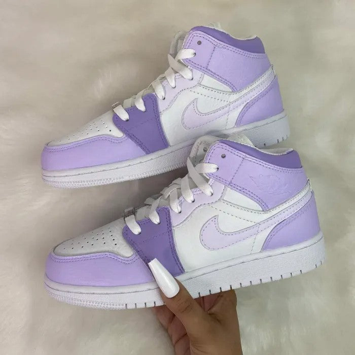 Custom Air Jordan 1 Mid Lilac Purple