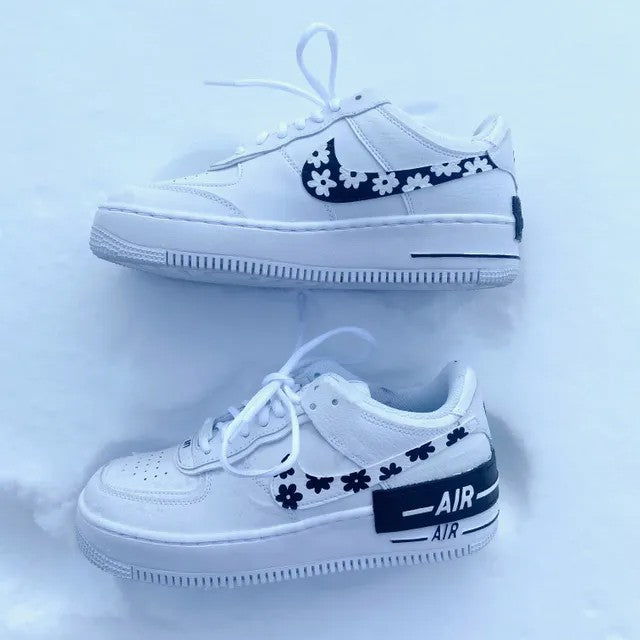 Black White Flower Air Force 1 Shadow