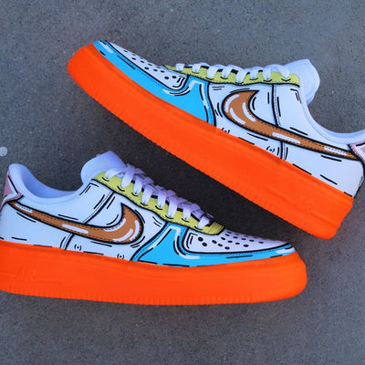 Custom Air Force 1 PALE CARTOON/ORANGE DIP