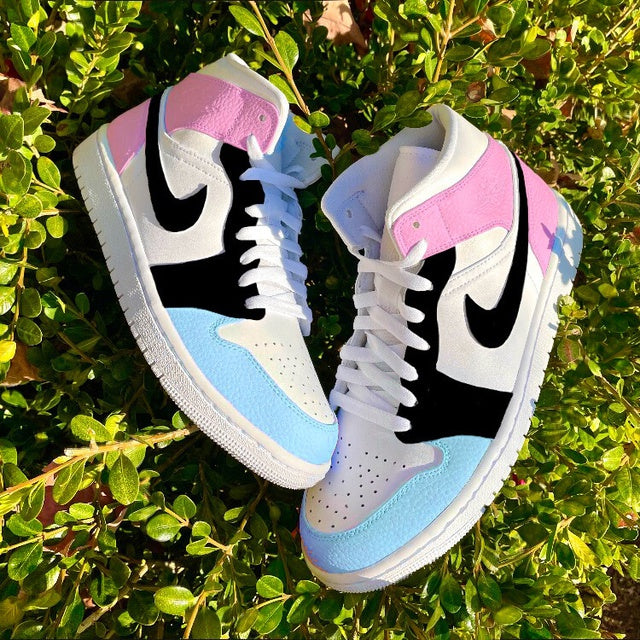 Custom Air Jordan 1 Blue Pink Black Colorblock🍬