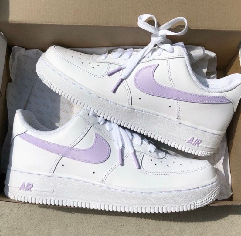 Custom Air Force 1 Pastel Lilac Purple Swoosh