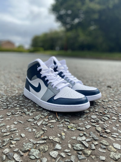 Custom Air Jordan 1 Navy Blue Grey