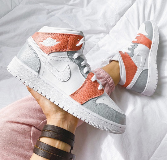 Custom Air Jordan 1 Mid Orange Grey