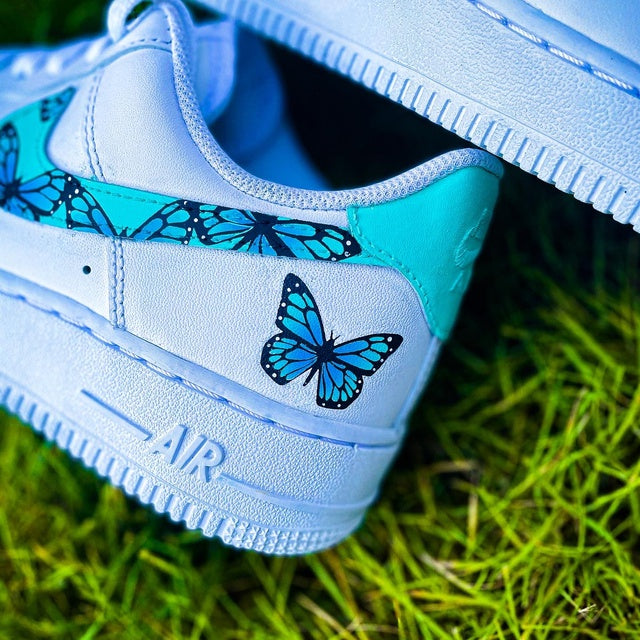 Custom Air Force 1 Butterfly Mint Blue