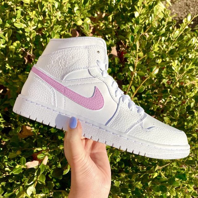 Custom Air Jordan 1 Mid Baby Pink Swoosh 🎀🌸