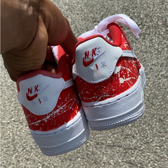 Custom Air Force 1 Red With White Splatter Paint