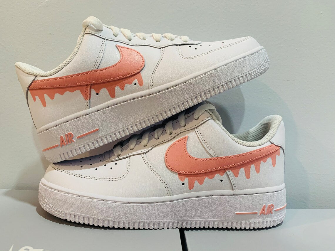 Custom Nike Air Force 1 Swoosh Pink- Any Color Drip