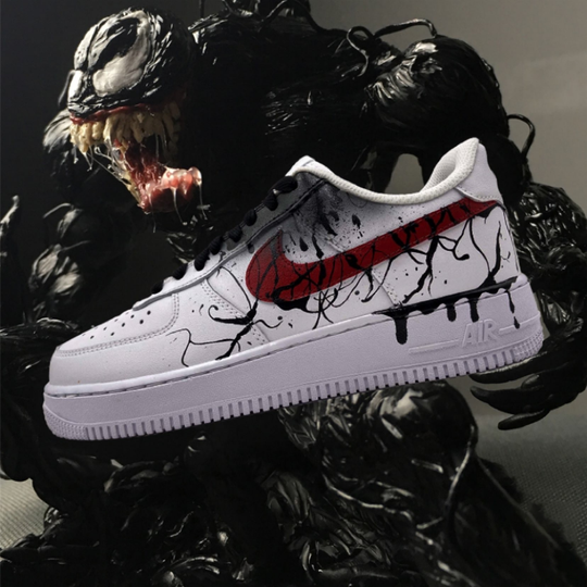 Custom Air Force 1 Black Venom Red Blue Swoosh