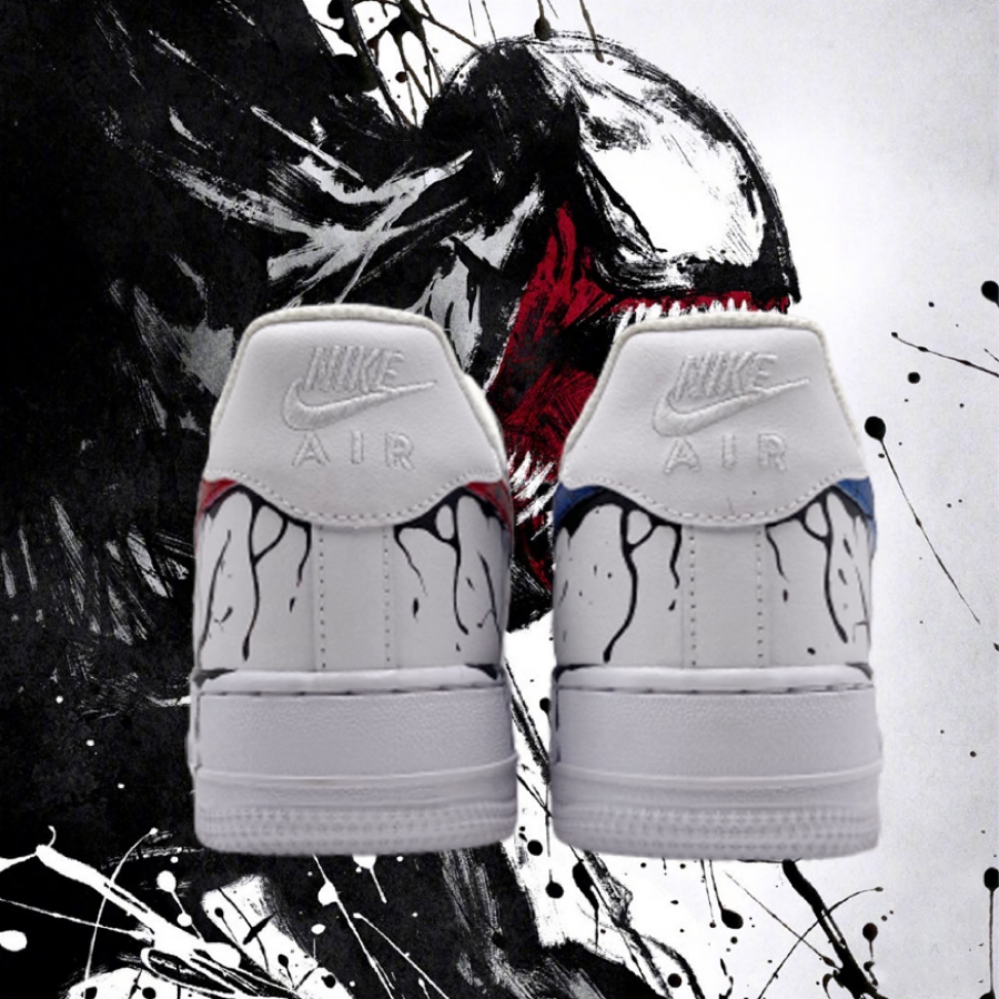 Custom Air Force 1 Black Venom Red Blue Swoosh
