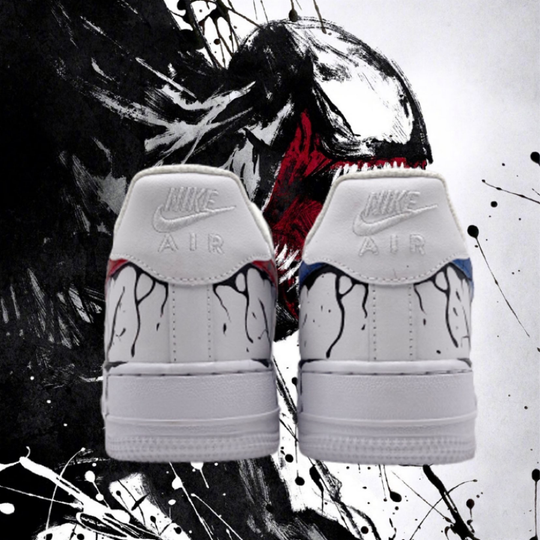 Custom Air Force 1 Black Venom Red Blue Swoosh
