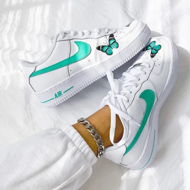 Custom Air Force 1 Butterfly Mint Swoosh